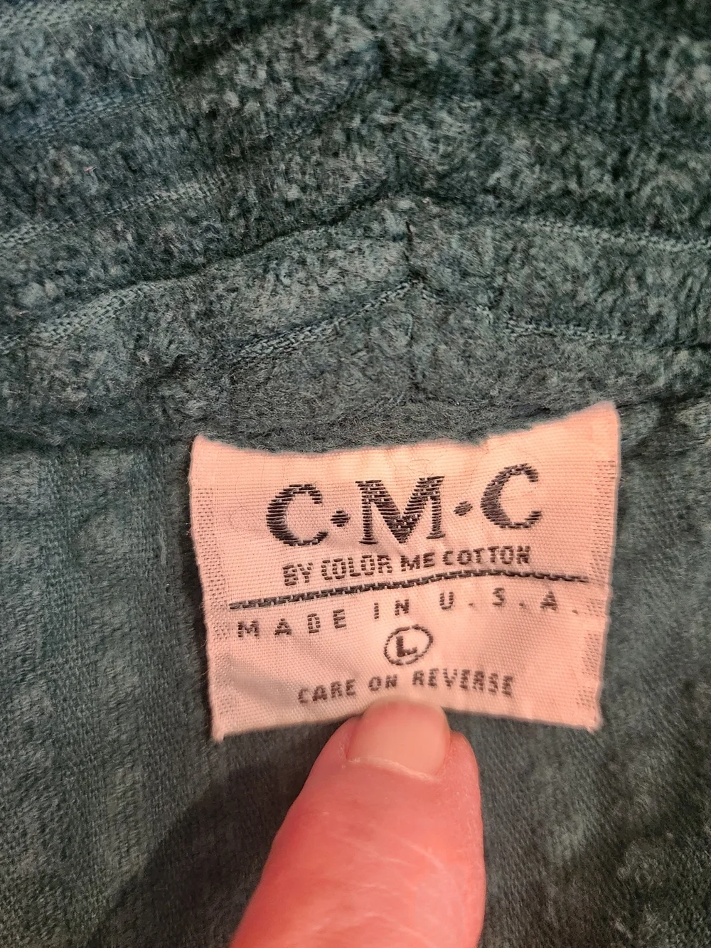 CMC by Color Me Cotton Green Corduroy Open Front Shacket Size L Flared Hemline